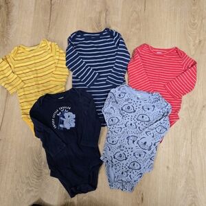 Carters Baby Boy Long Sleeve Bodysuit Onesies Lot Size 6-9M